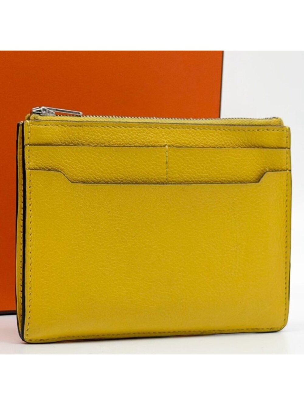 Hermes Zip City Coin Purse Yellow Compact Mini